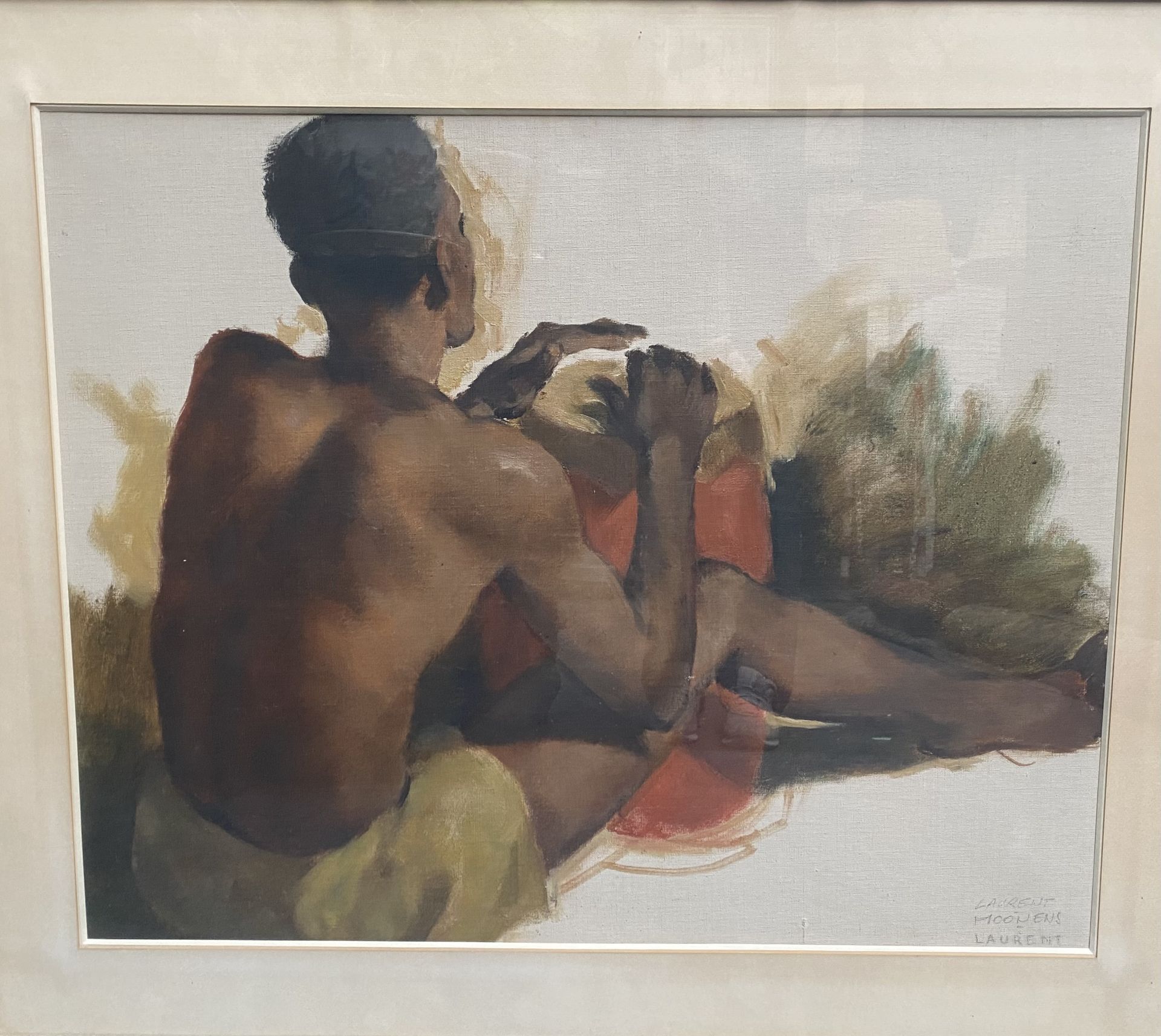 Tableau signé Laurent Moonens 1911-1991, modèle Africain - Bild 3 aus 3