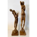 Lot de 2 sculptures Africaines en bois signé Nguliu