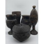 Lot de 5 pots Africain en bois