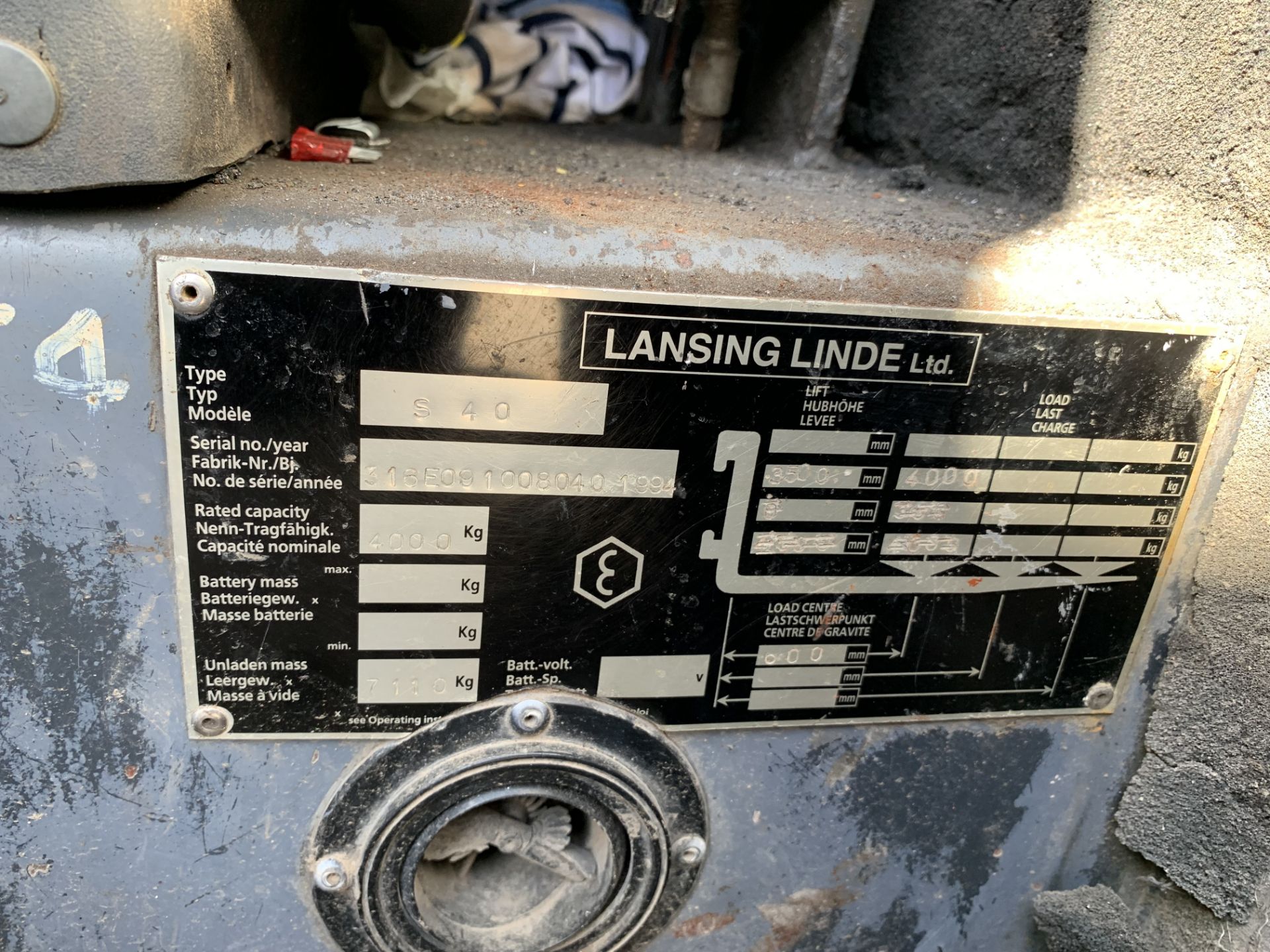 Lansing Linde S40 Side Loading 4000KG Load Forklift Truck (15,200 hrs) - Image 2 of 5