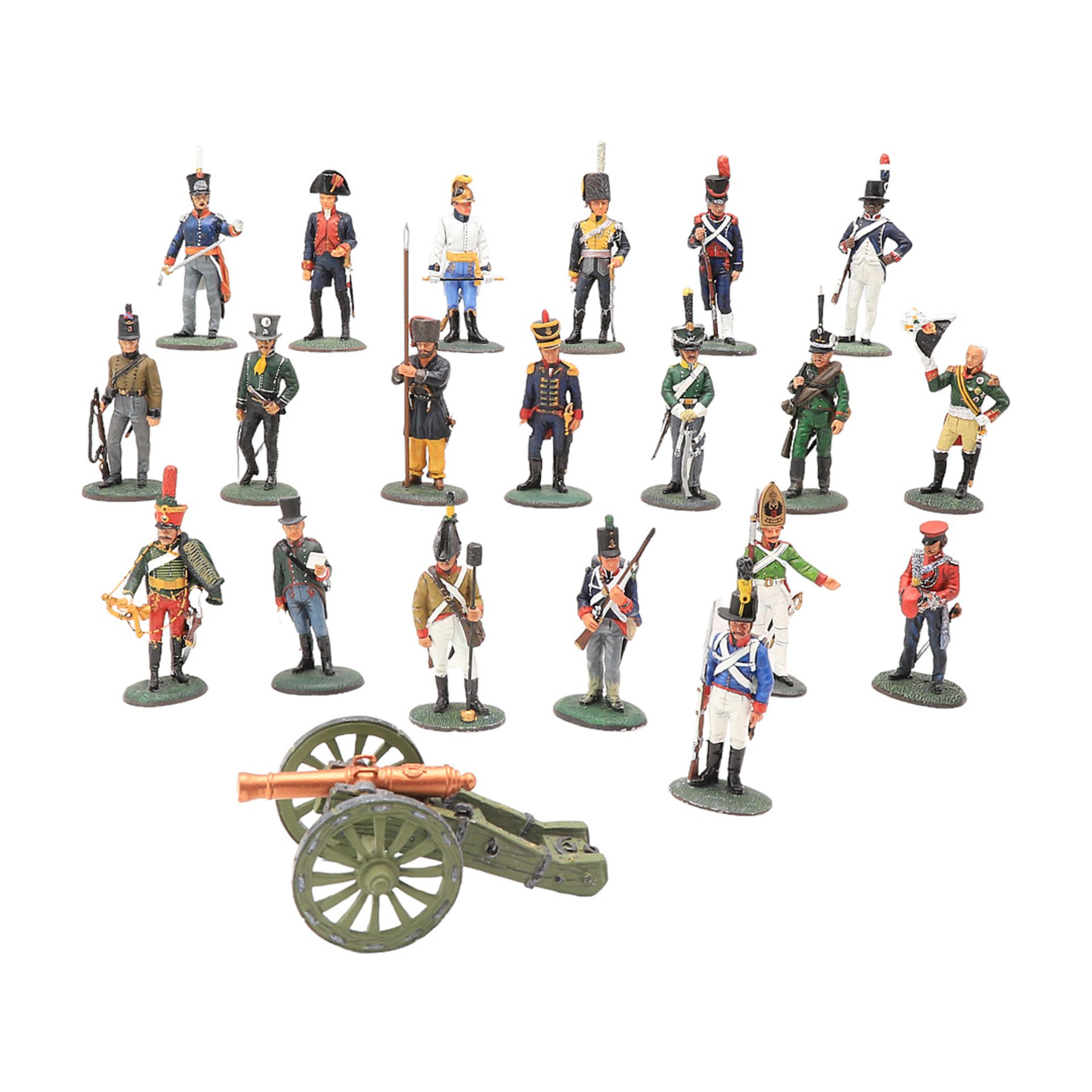 20 miniature figures of Allied soldiers and cannon, wars of liberation / battle of nations