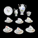 Meissen coffee service for six people with colorful flowers  