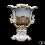 SPM Berlin Porcelain Manufactory Schumann vase / large Fidibus vessel with view "Domaine Ilberstedt"