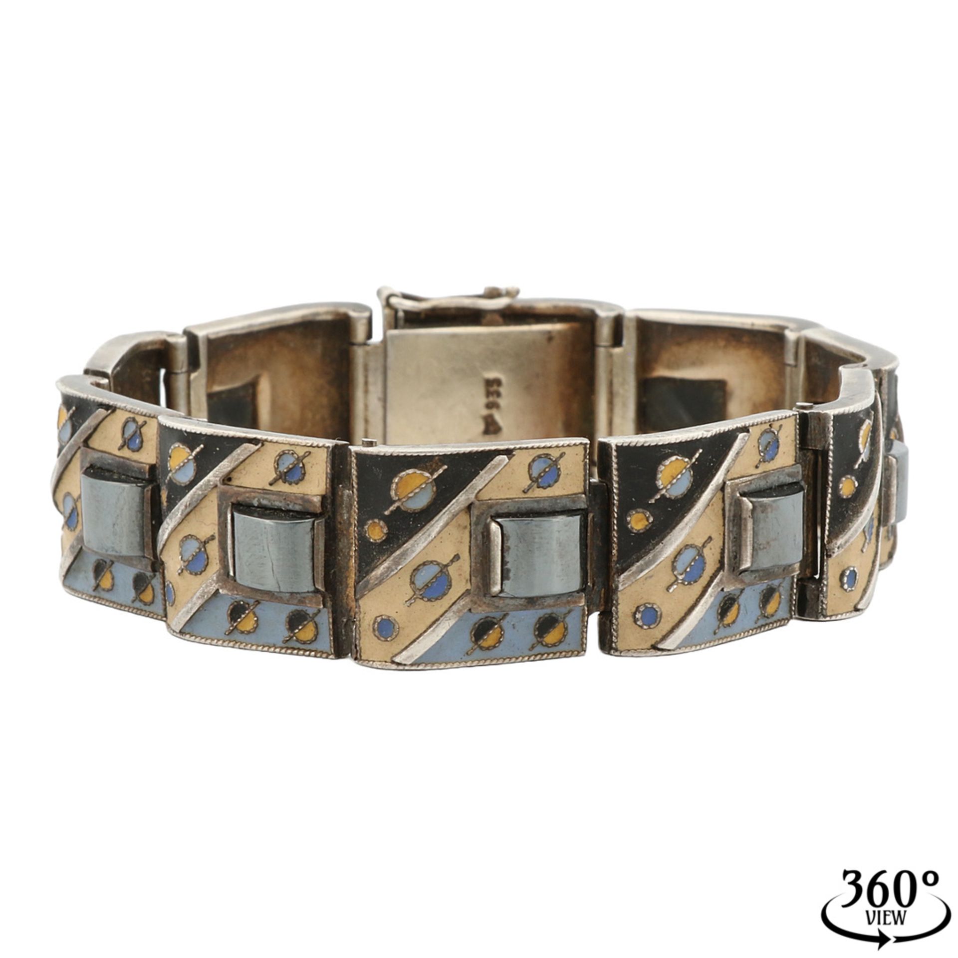 Theodor Fahrner Art déco Armband mit Mattemaille und Hämatit