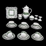 Meissen coffee service for six people with green vine leaves