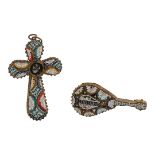 Millefiori micromosaic pendant and brooch
