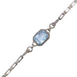 Art Deco bracelet with blue glass stone