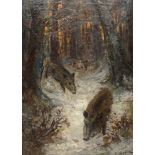 Hugo John, Wild boars in winterly woods