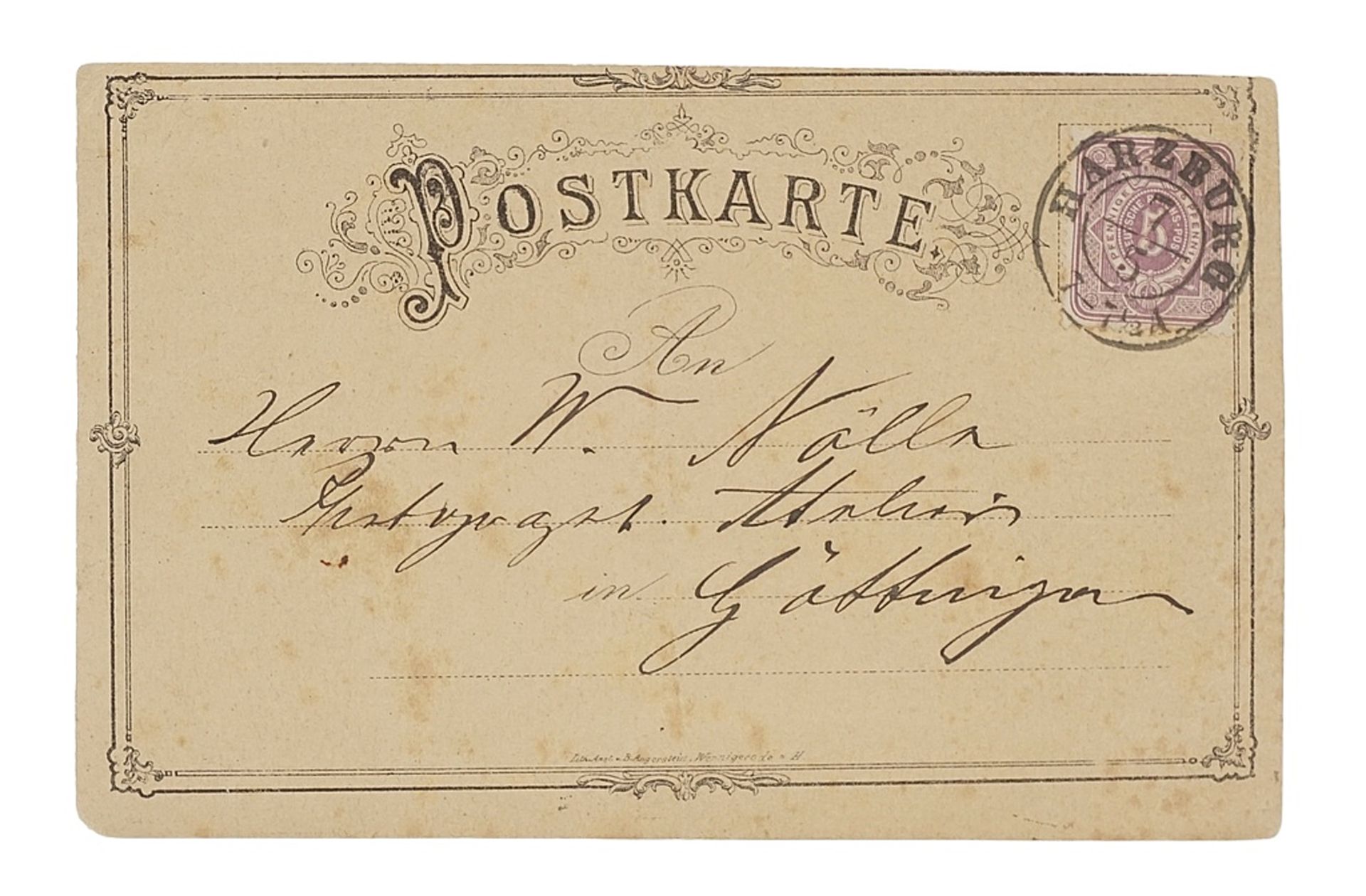 Lithografische Werkstatt Angerstein, Wernigerode, postcard, around 1870 - Image 2 of 2