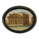 Oval brooch with millefiori micromosaic of the Pantheon in Rome, Italy