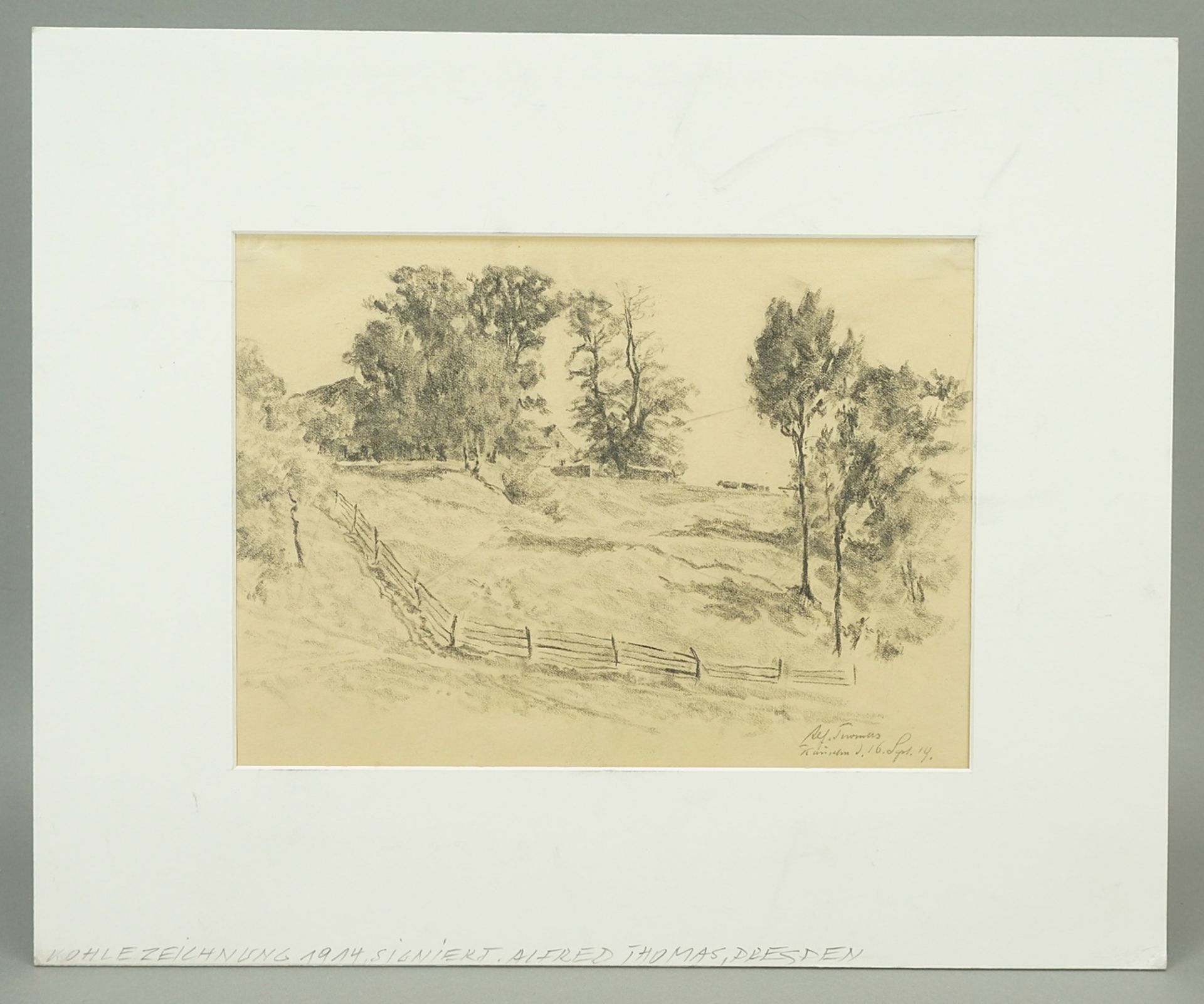 Alfred Thomas (1876-1961), Meadow Slope with Trees - Image 2 of 4