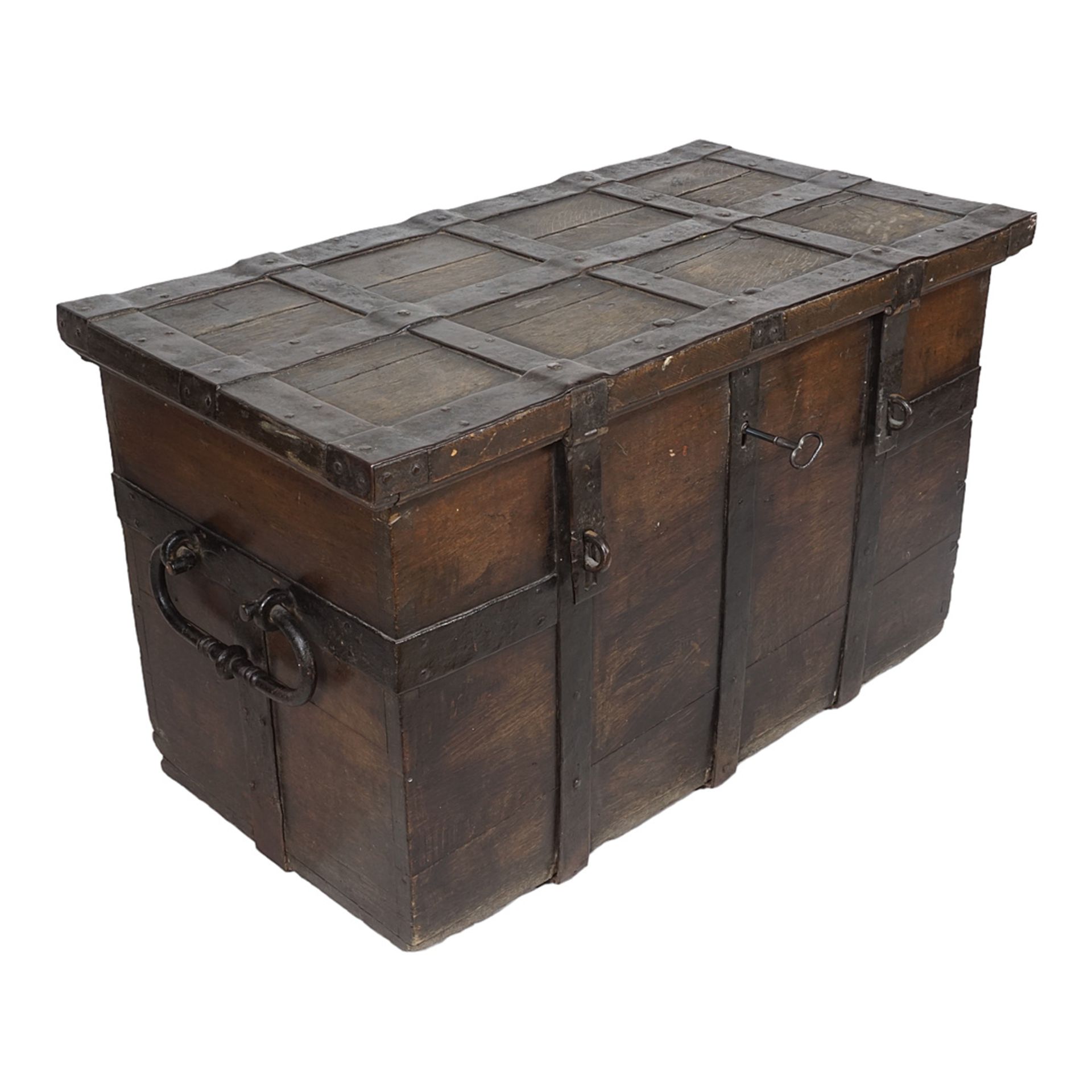 Heavy travel chest, German, oak