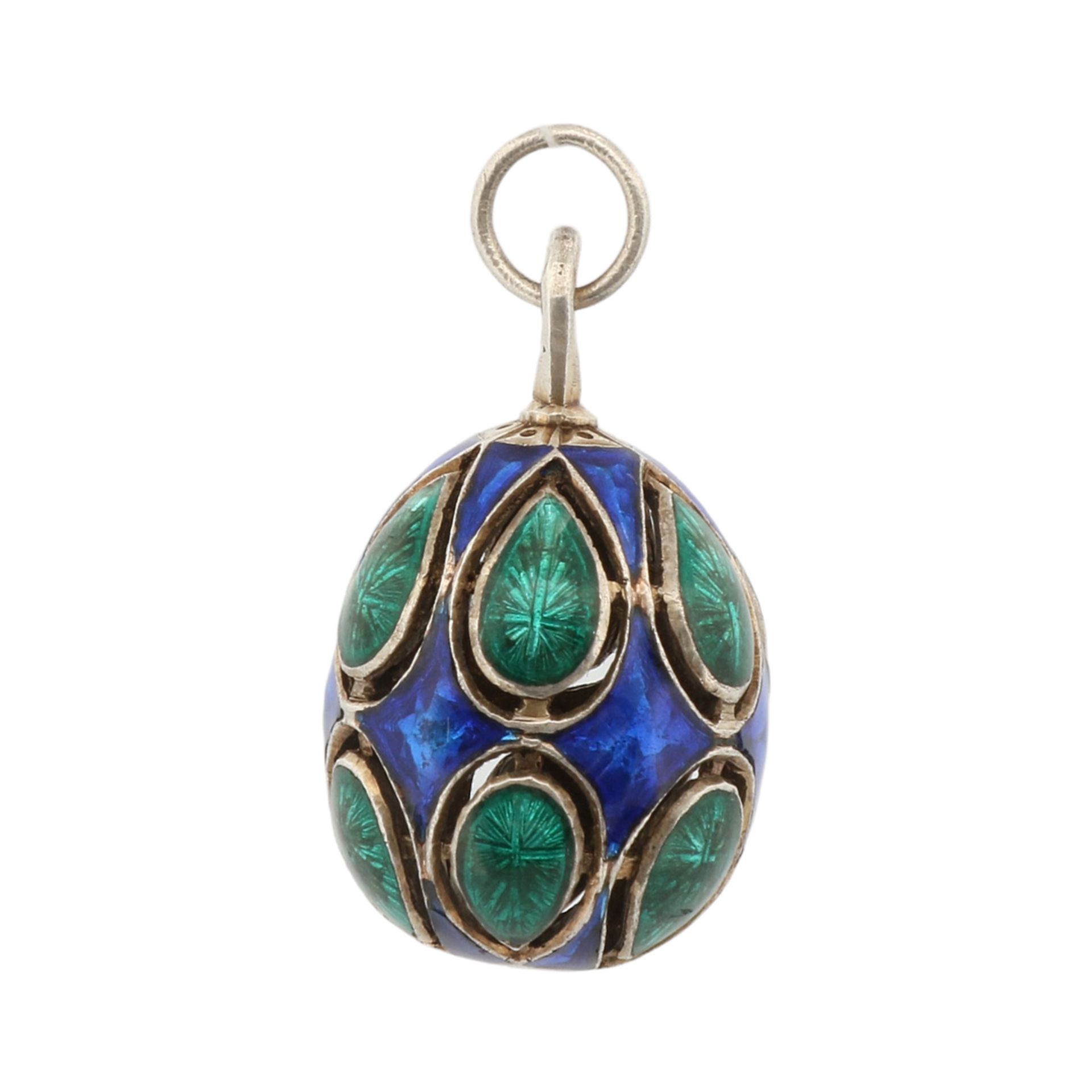 Egg-shaped pendant with Fabergé-style enamel - Image 2 of 4