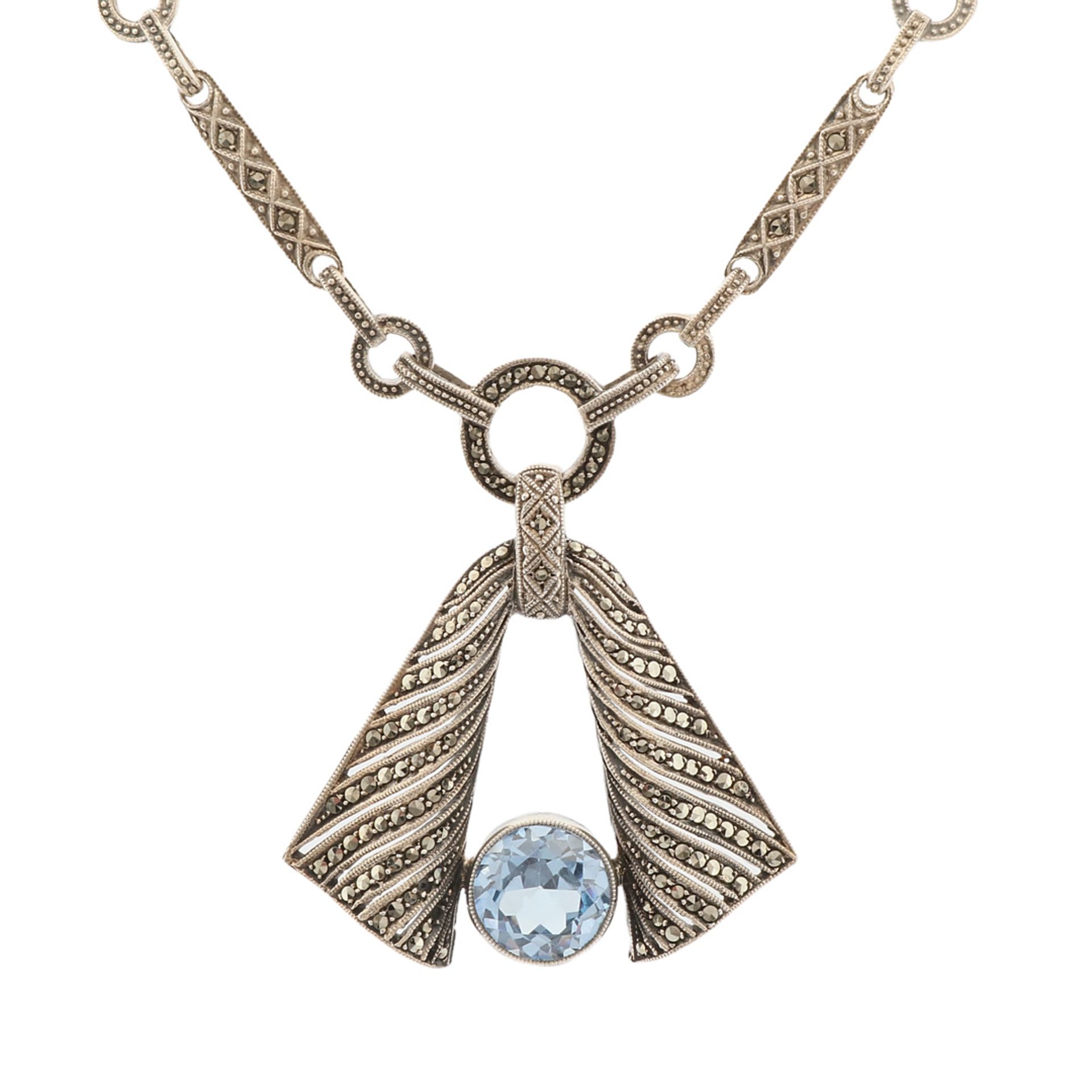 Theodor Fahrner Art Deco necklace with blue spinel and marcasites