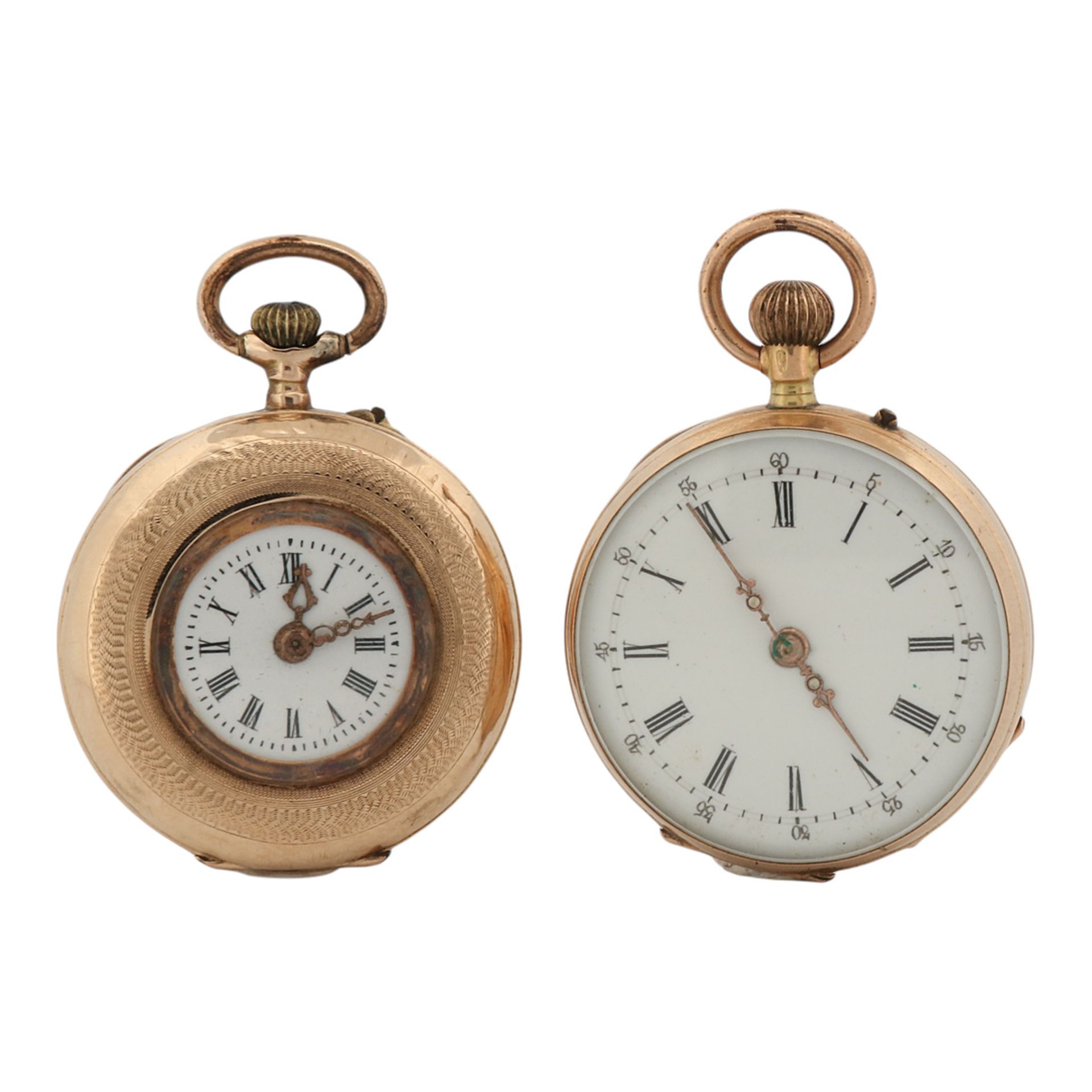 Zwei  goldene Damentaschenuhren, um 1900