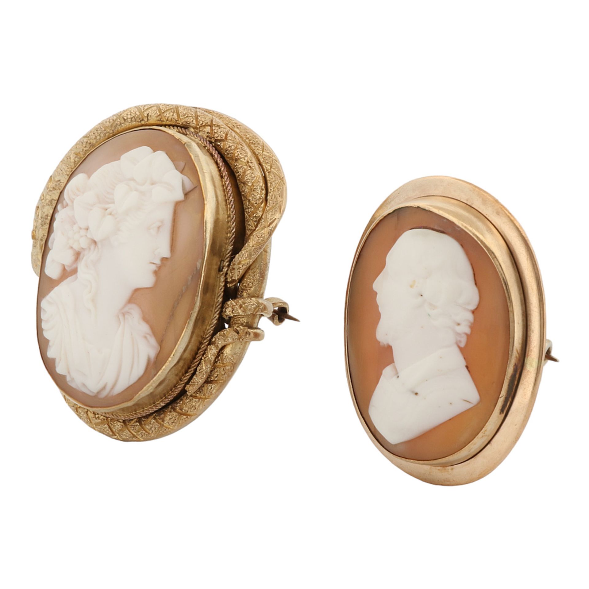 Two shell cameos with side portraits - Image 3 of 3