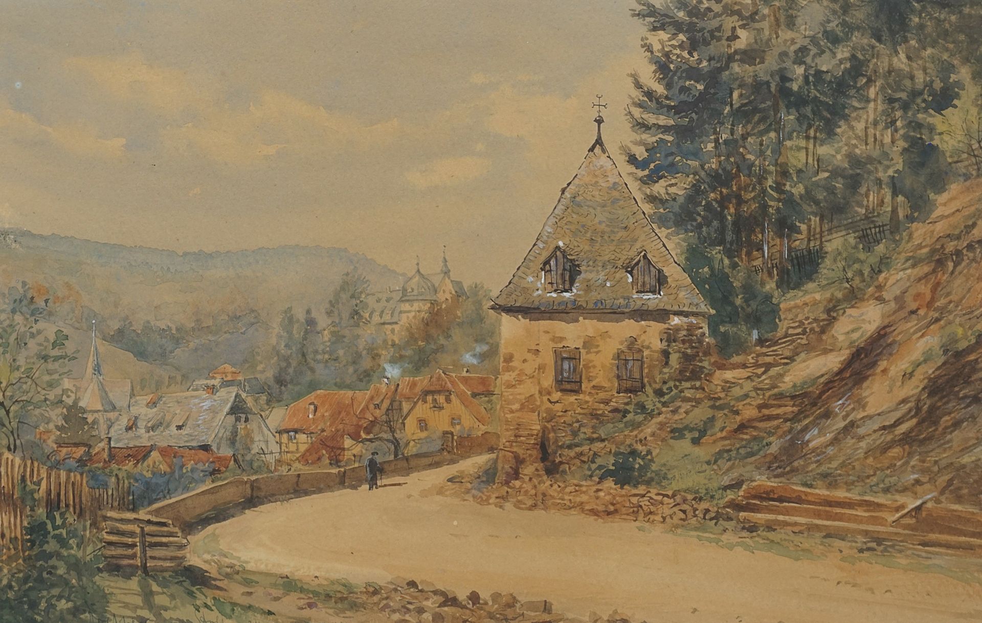 Adolph Doebber (1848-1920), View from the cemetery chapel over Stolberg