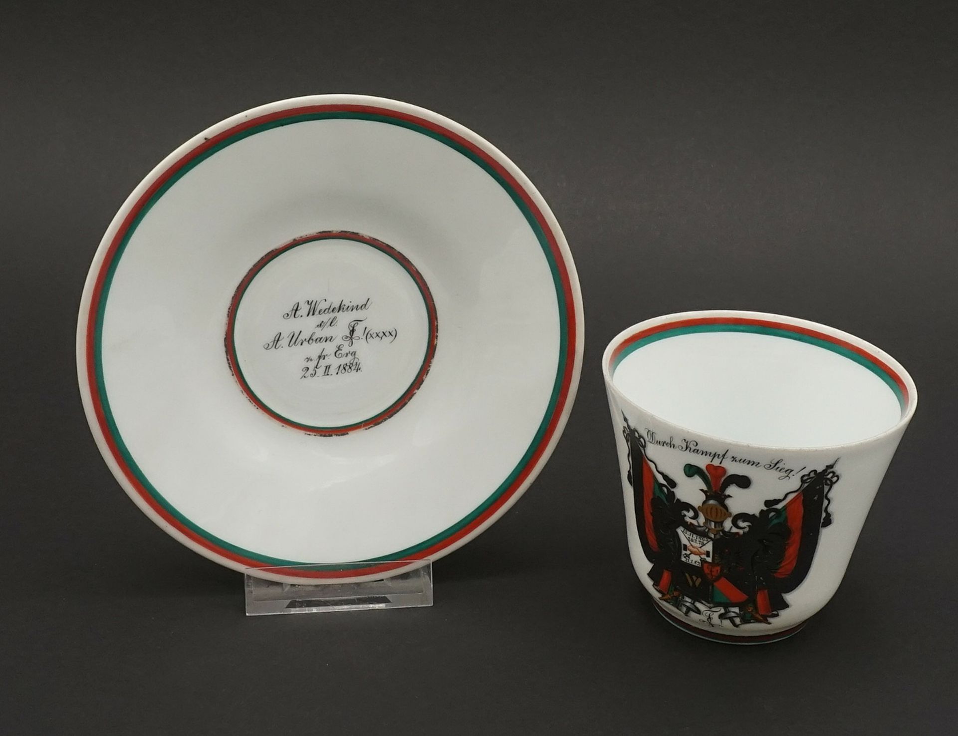 Cup and saucer Corps Silesia Berlin, sp. Pomerania-Silesia, 1884 - Image 2 of 4