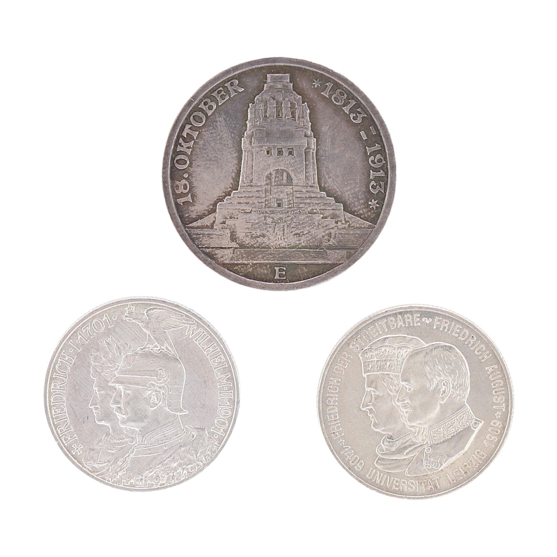 3 Münzen Deutsches Reich, Sachsen und Preußen