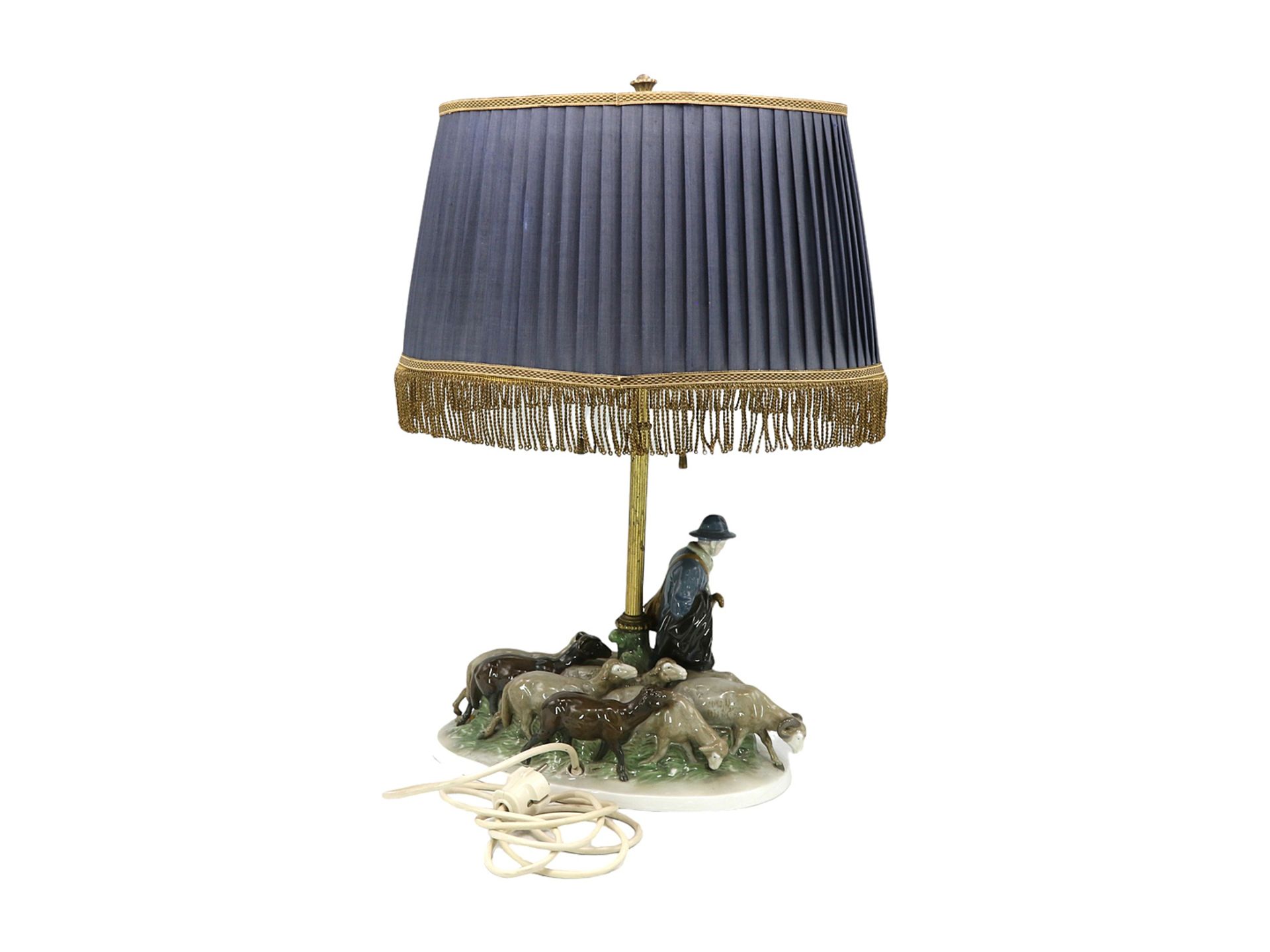 Fraureuth table lamp, shepherd with flock, 1st half of the 20th century - Image 2 of 5