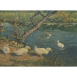 Reinhold Fischmann (?), Ducks at the Pond