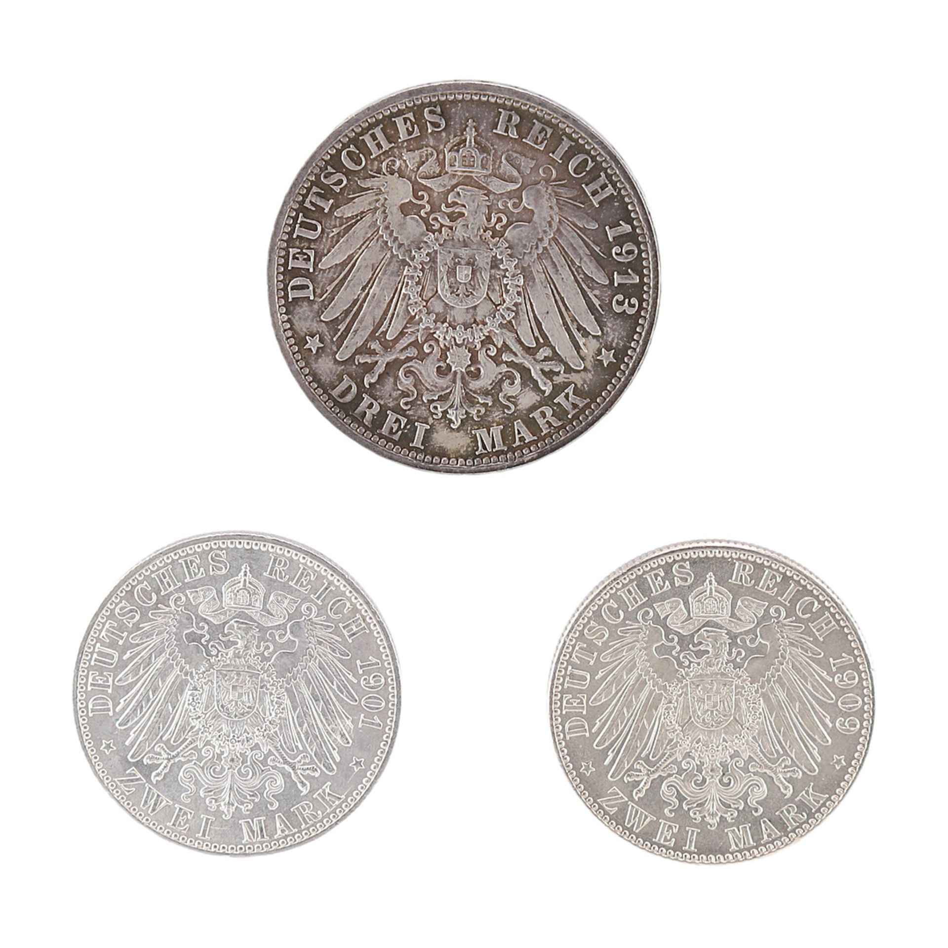 3 Münzen Deutsches Reich, Sachsen und Preußen - Bild 2 aus 2