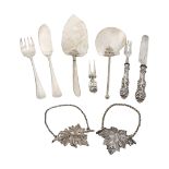 Nine pieces equipment for the table, Central Europe, 19th/20th century Silver and metal, partly