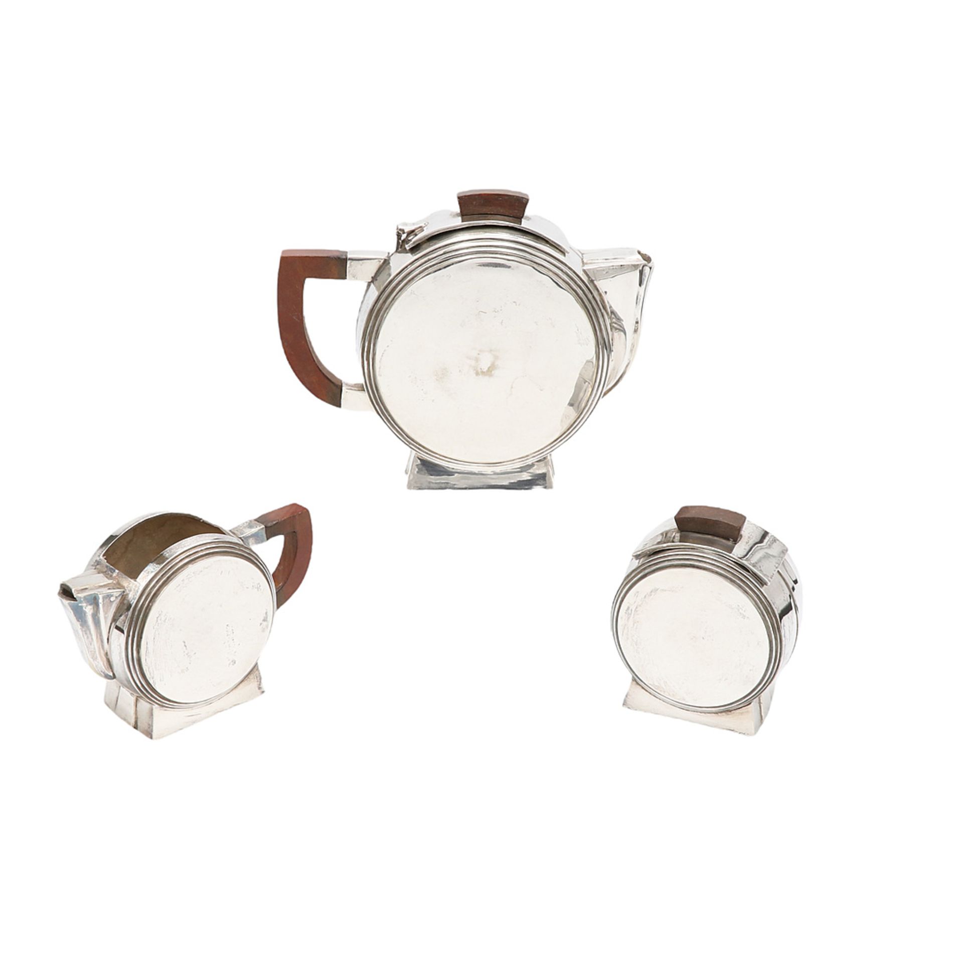 Three-piece tea or coffee service, probably France, Art Deco style - Image 2 of 2
