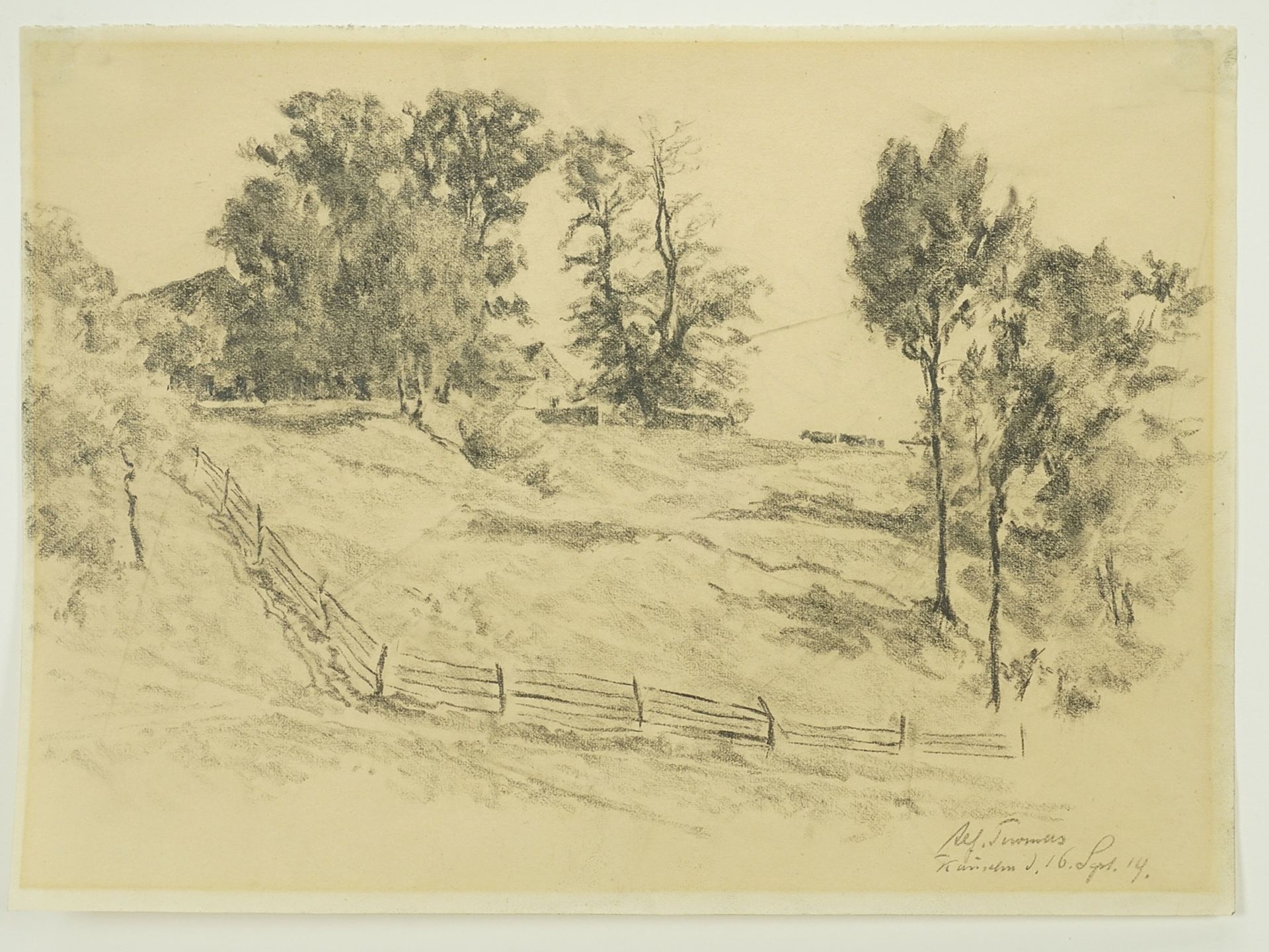 Alfred Thomas (1876-1961), Meadow Slope with Trees - Image 3 of 4