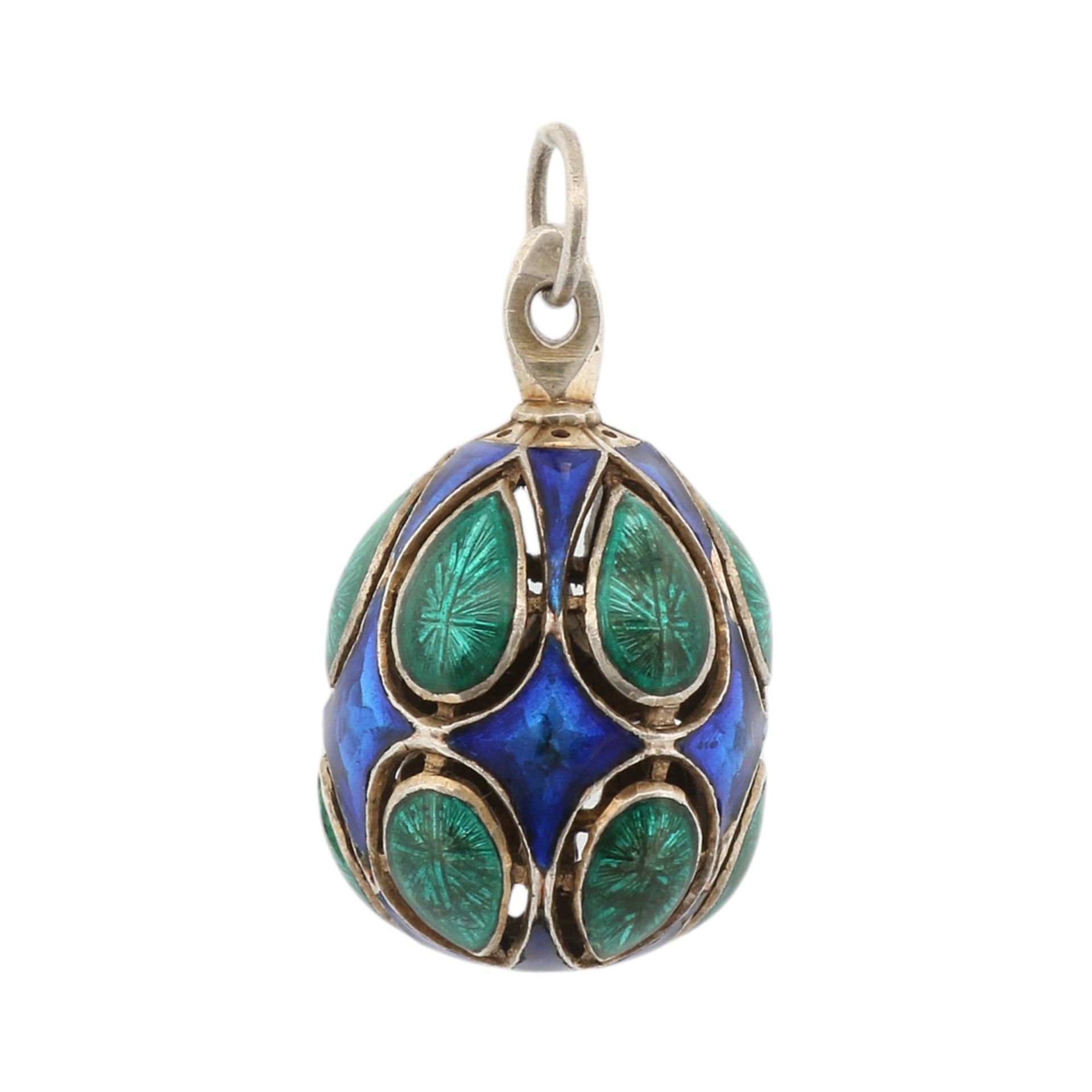 Egg-shaped pendant with Fabergé-style enamel - Image 3 of 4