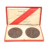 Pair of medals R. Rexerodt & F.W. Raiffeisen, 1935 Bronze, worked in relief, half-length portraits