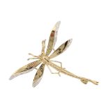 Dragonfly brooch in yellow gold