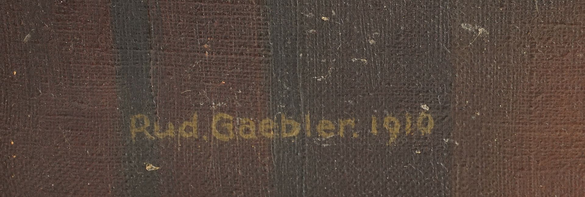 Rud. Gaebler,  Interieur mit strickender Frau - Bild 4 aus 4