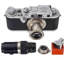 Leica III Camera with 3 Early Lenses