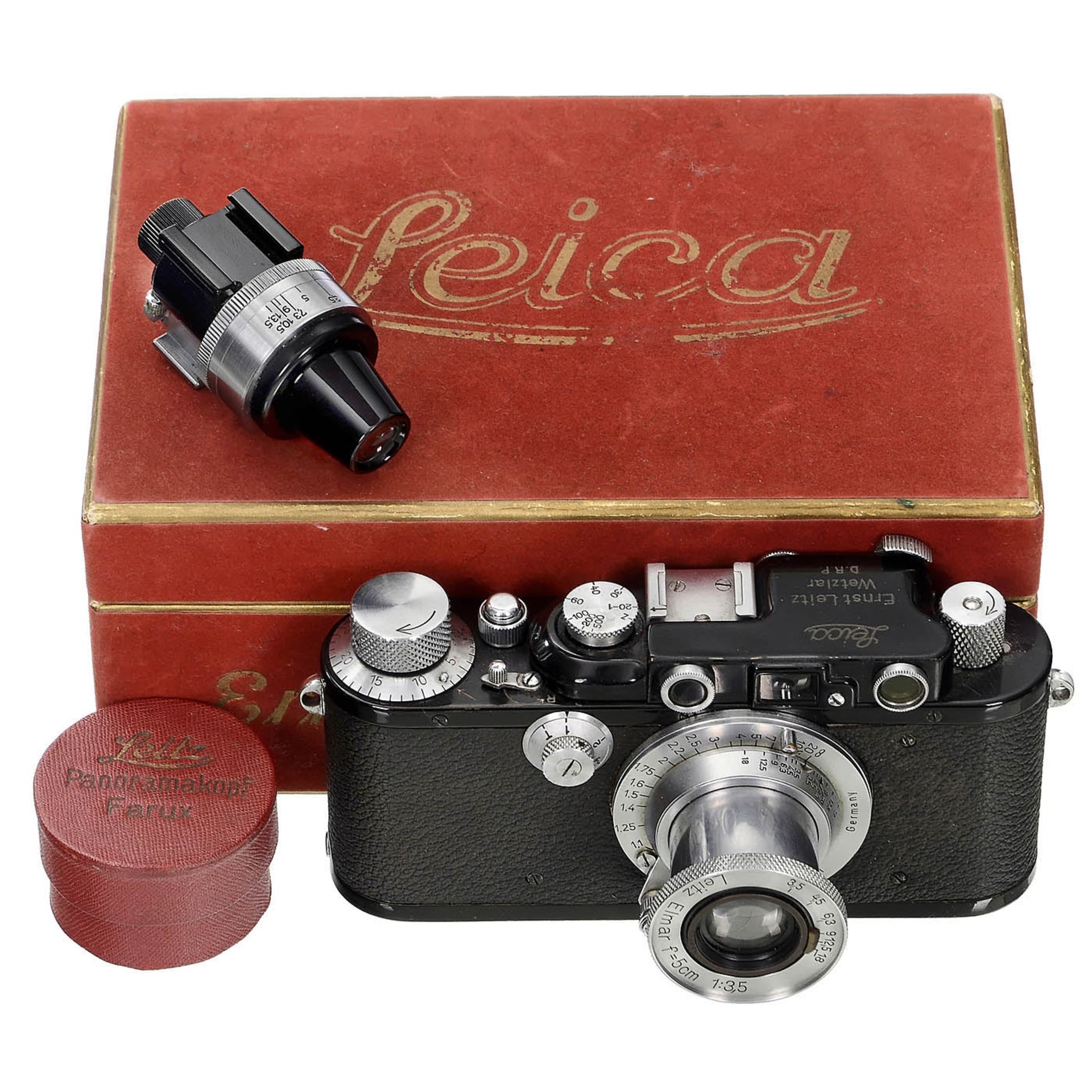 Leica III Camera with VIDOM, Brochure Collection and 2 Red Boxes, 1933-39 - Bild 2 aus 4