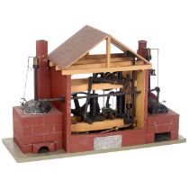 Twin-Cylinder Rack-Balancing Steam Engine with Boiler House, c. 1900