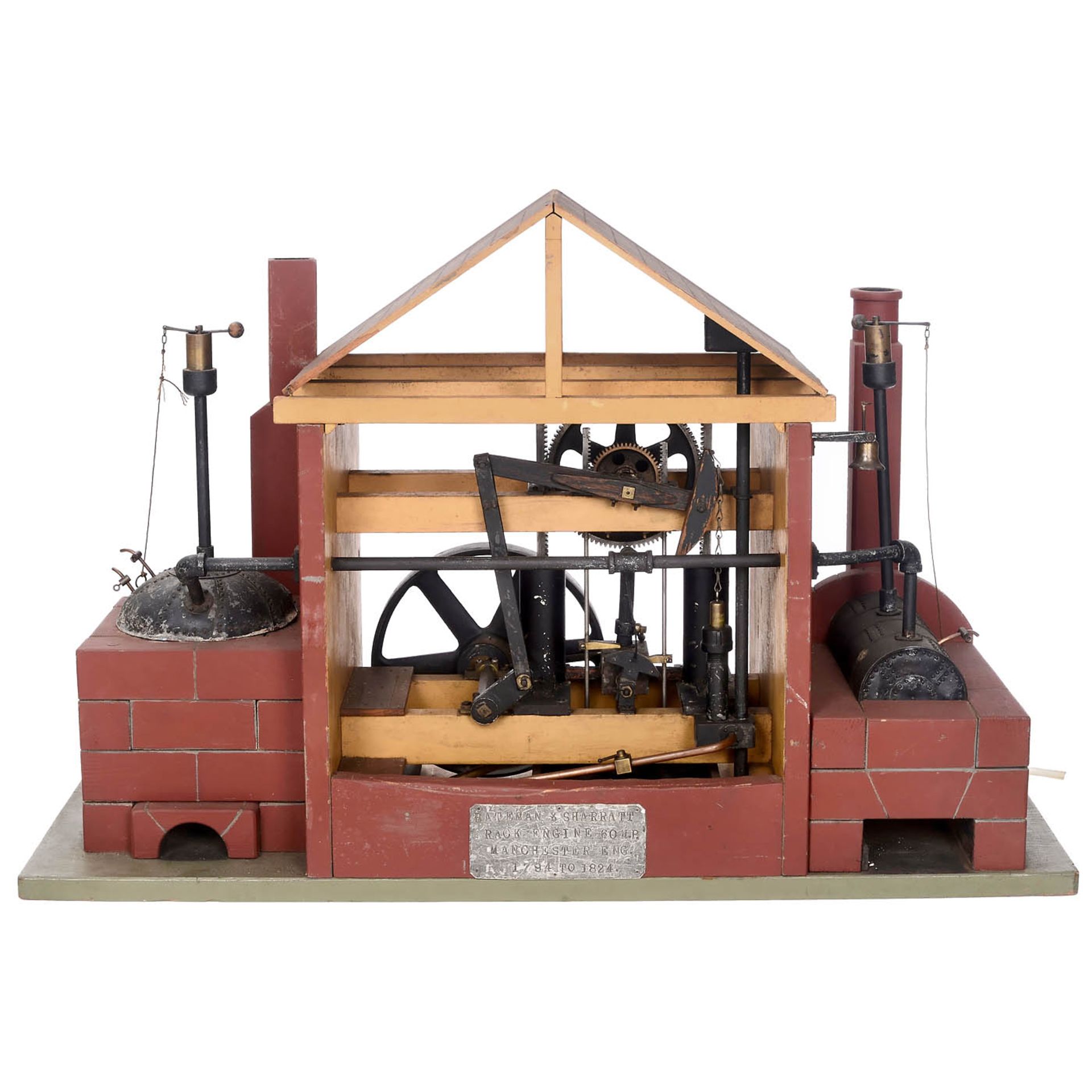 Twin-Cylinder Rack-Balancing Steam Engine with Boiler House, c. 1900 - Image 2 of 4
