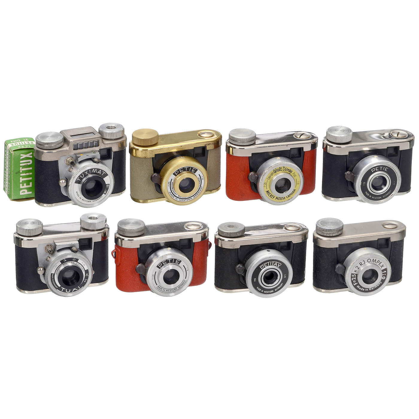 8 Petie Miniature Cameras, c. 1959