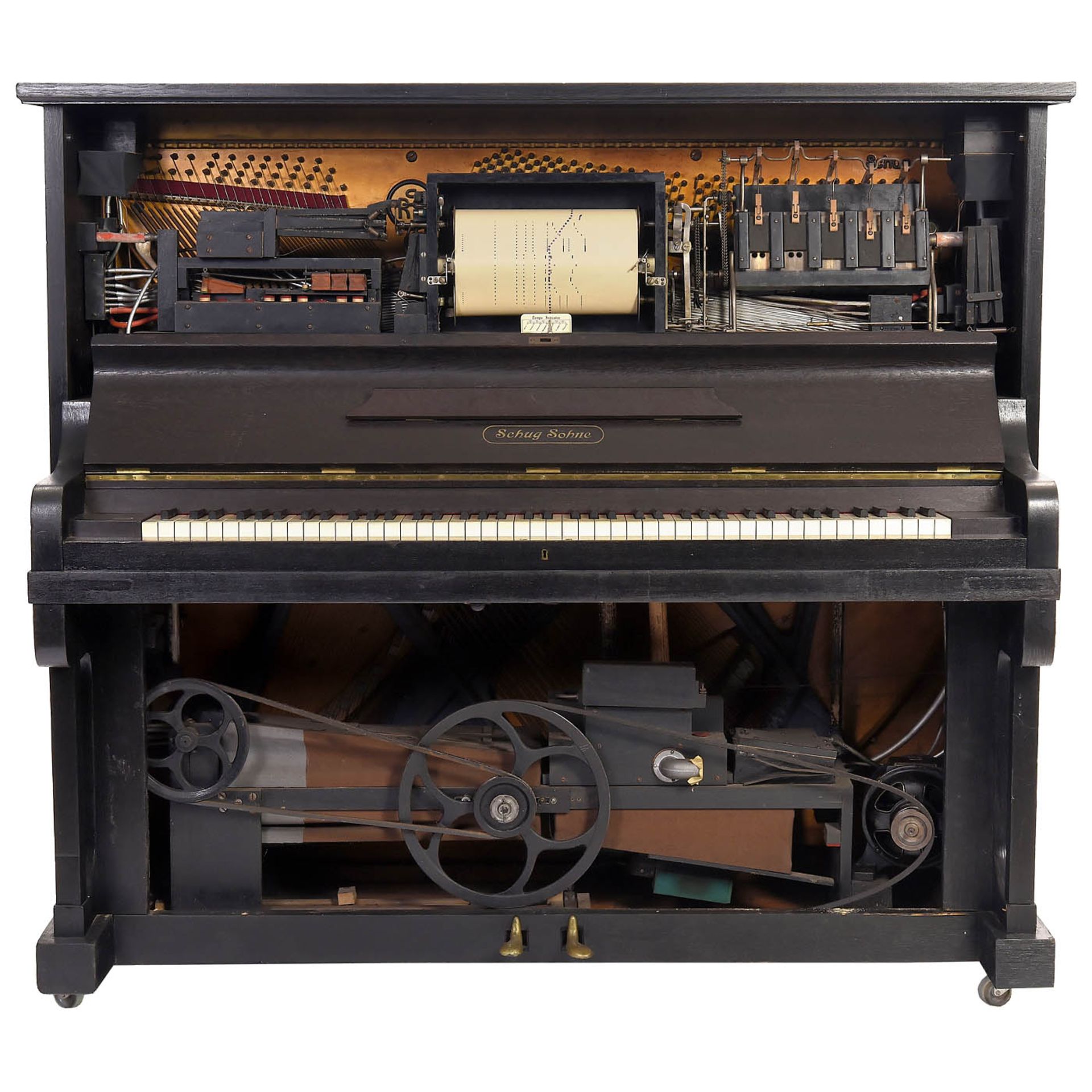 Electric Upright Piano, Piano Player and Music Rolls, c. 1920 - Bild 4 aus 5