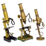 3 Brass Microscopes, c. 1870-80