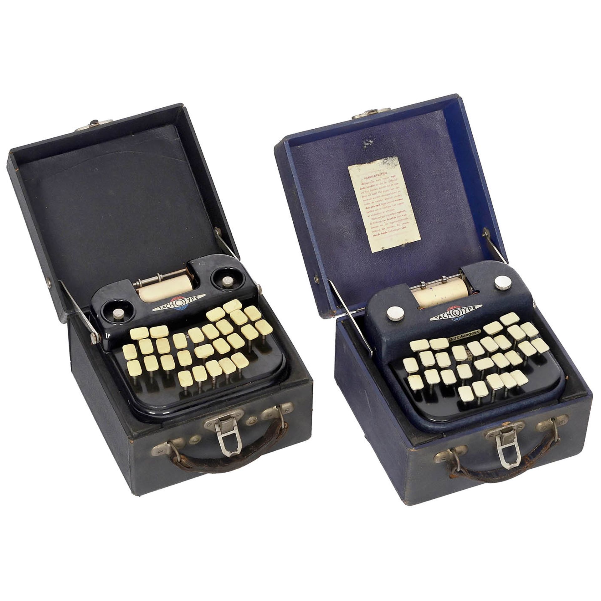 2 Tachotype Dutch Shorthand Typewriters, c. 1940