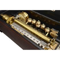 Orchestral "Tambour, Timbres, Castagnettes" Musical Box with Rare Lid Motif, c. 1875