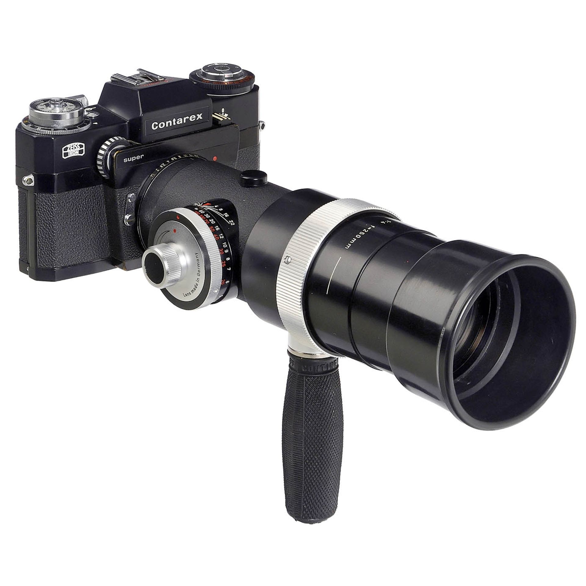 Contarex super (Black) Camera and Sonnar 4/250 mm Lens