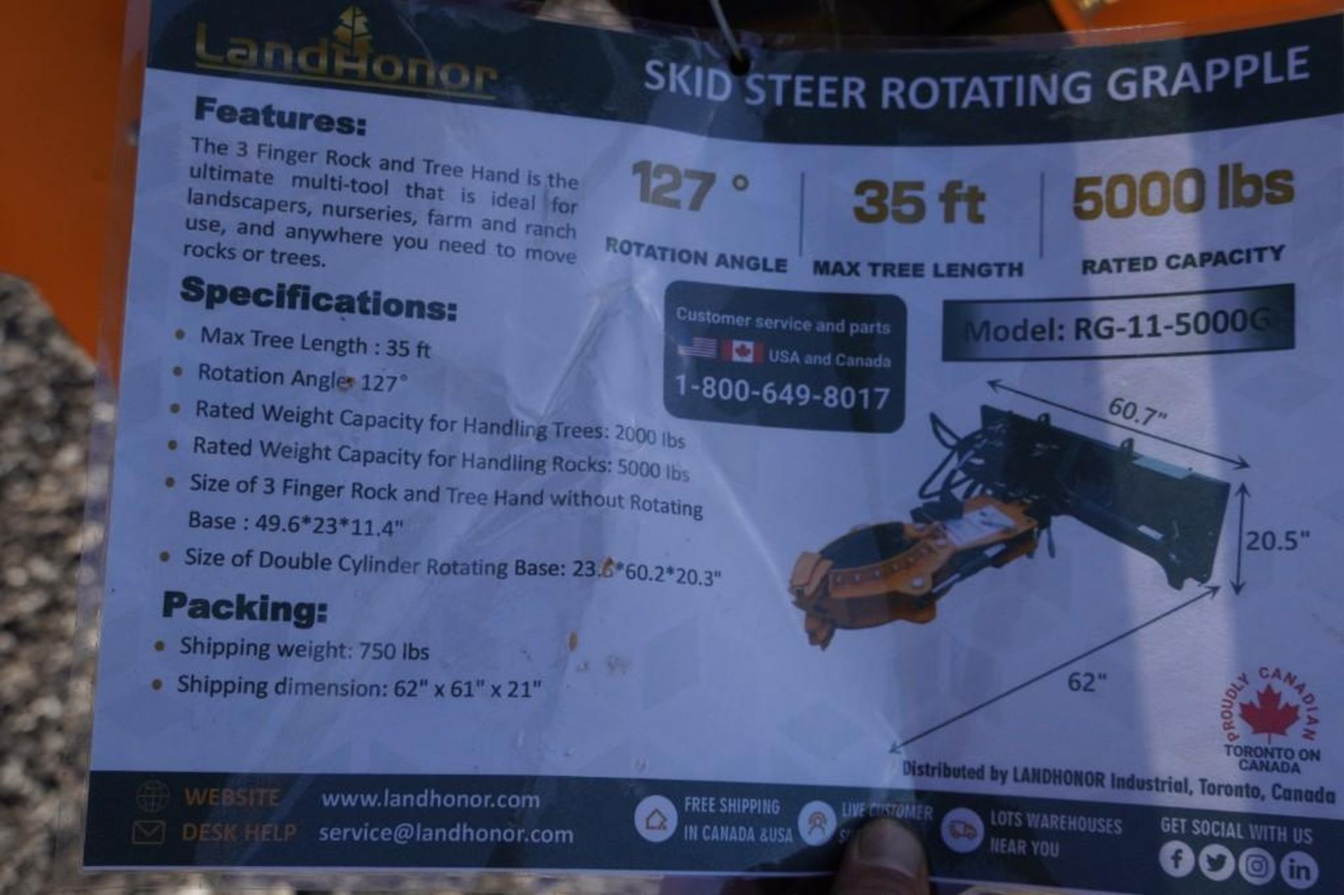 New 2023 Landhonor Skid Steer Rotating Grapple - Image 6 of 7