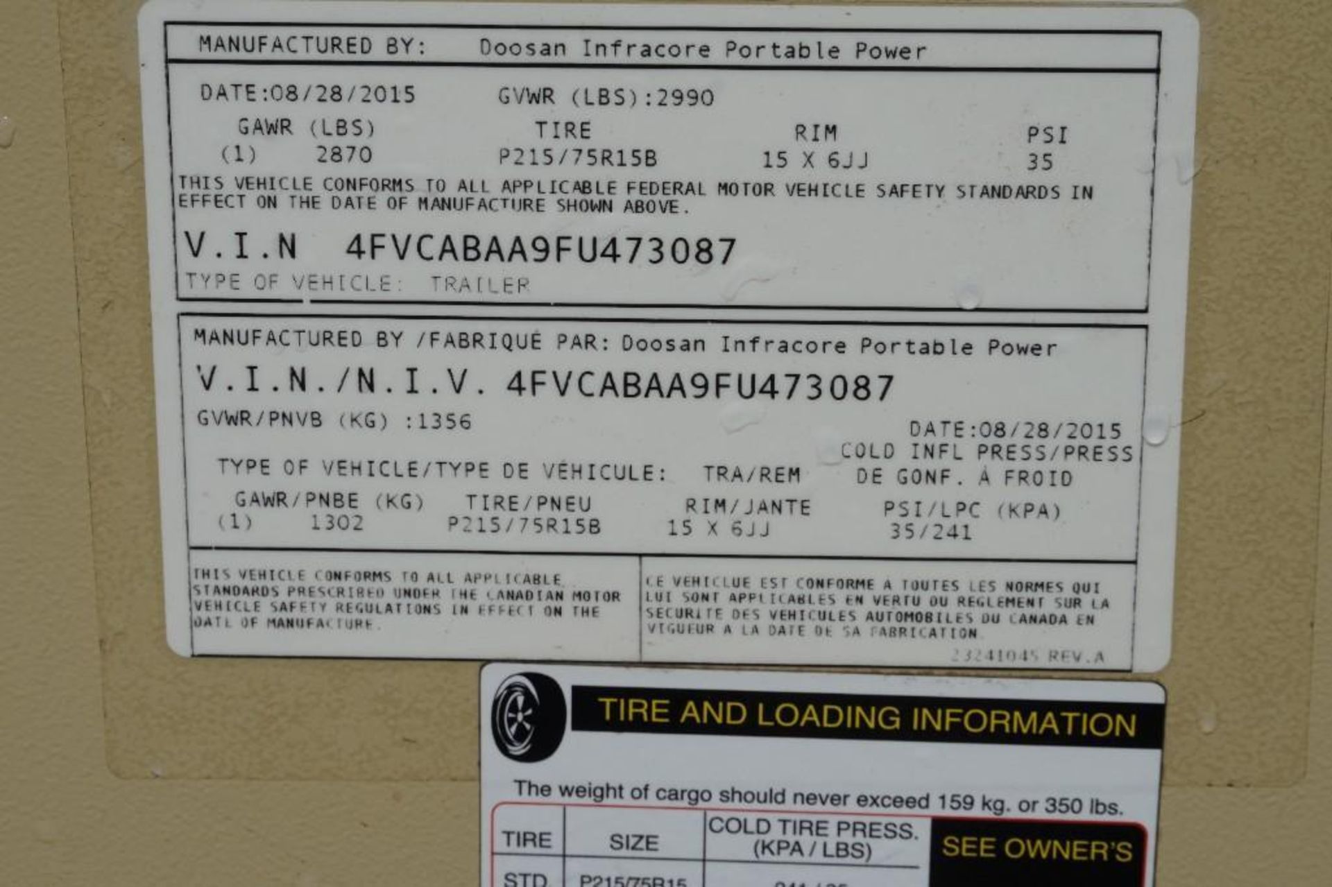 2015 Doosan P185 Screw Air Compressor - Bild 12 aus 27