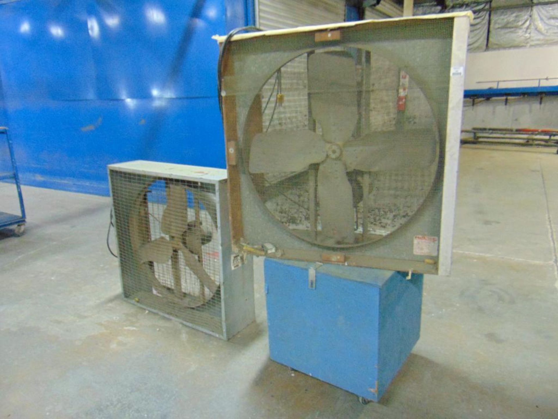 2 Box Fans and Wooden Rolling Cabinet*