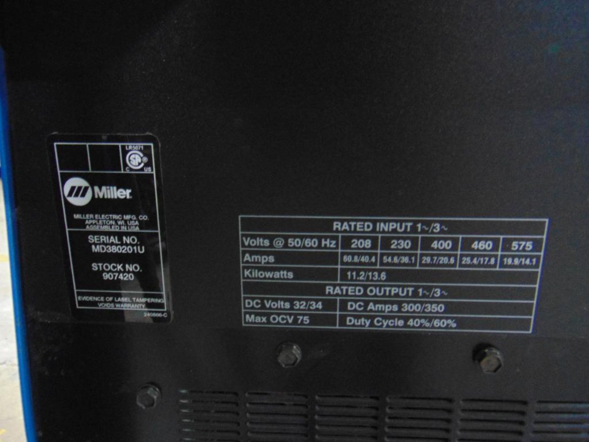 Miller Aluma Power 350 MPA Mig Welder - Image 9 of 10