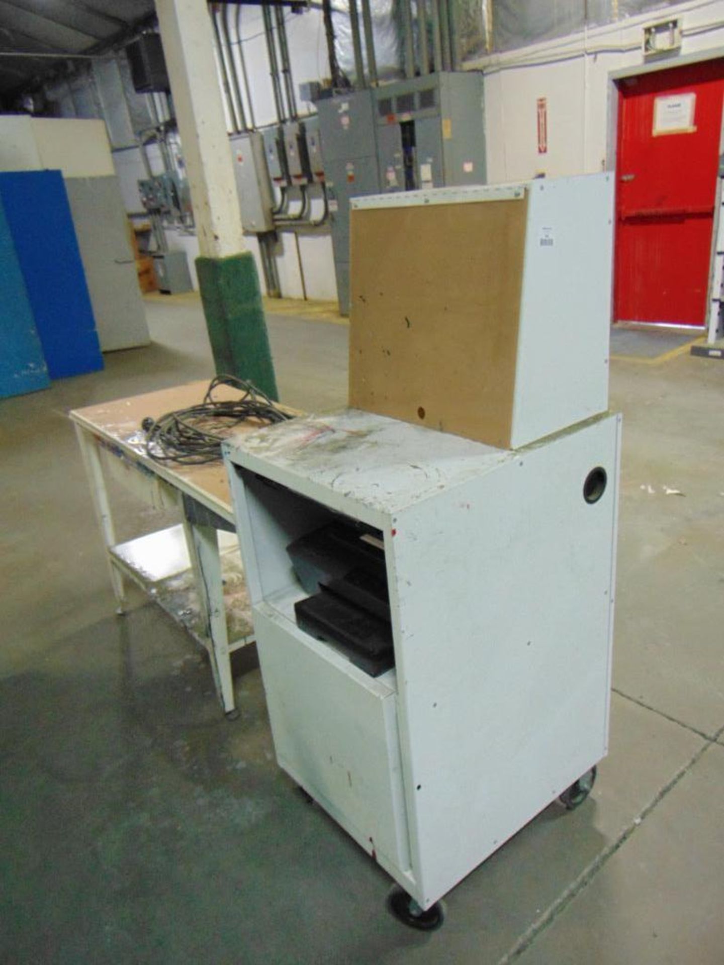 Metal Rolling Cabinet and Metal Table*