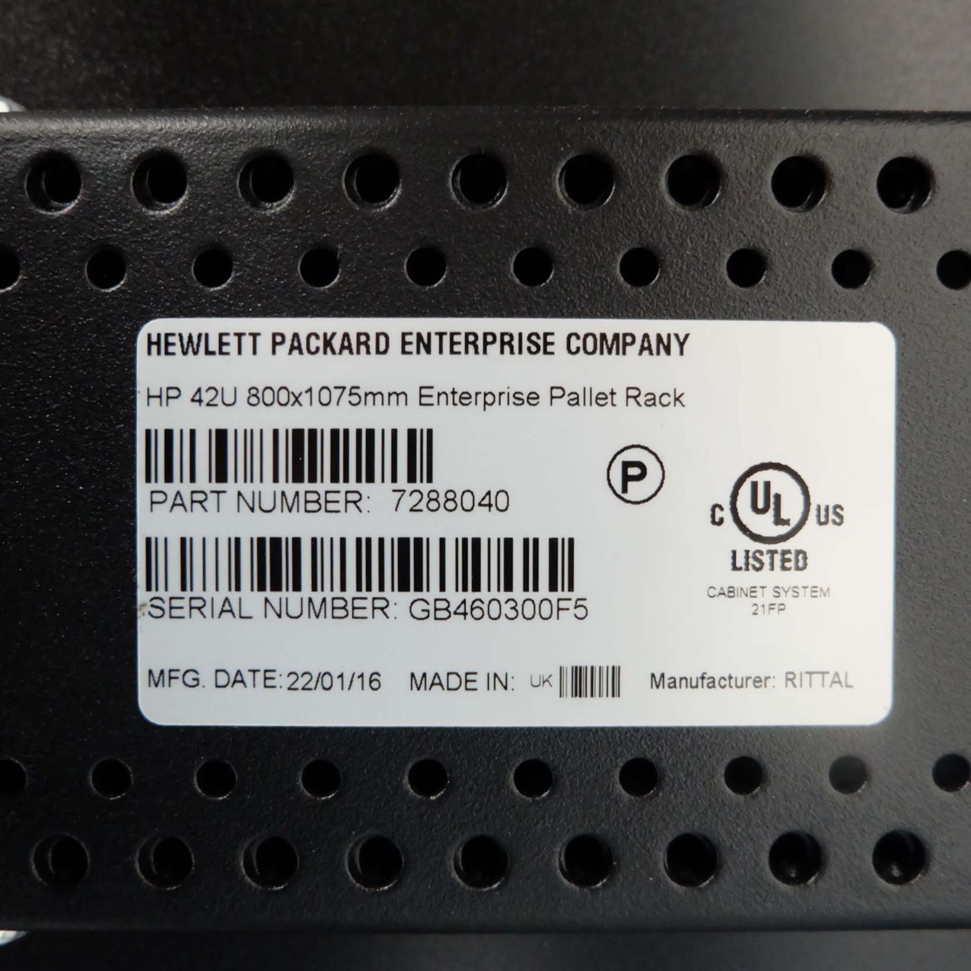 Hewlett Packard HP42U Enterprize Pallet Rack on Wheels. Size 800mm x 1075mm. Height 2000mm. - Image 10 of 10