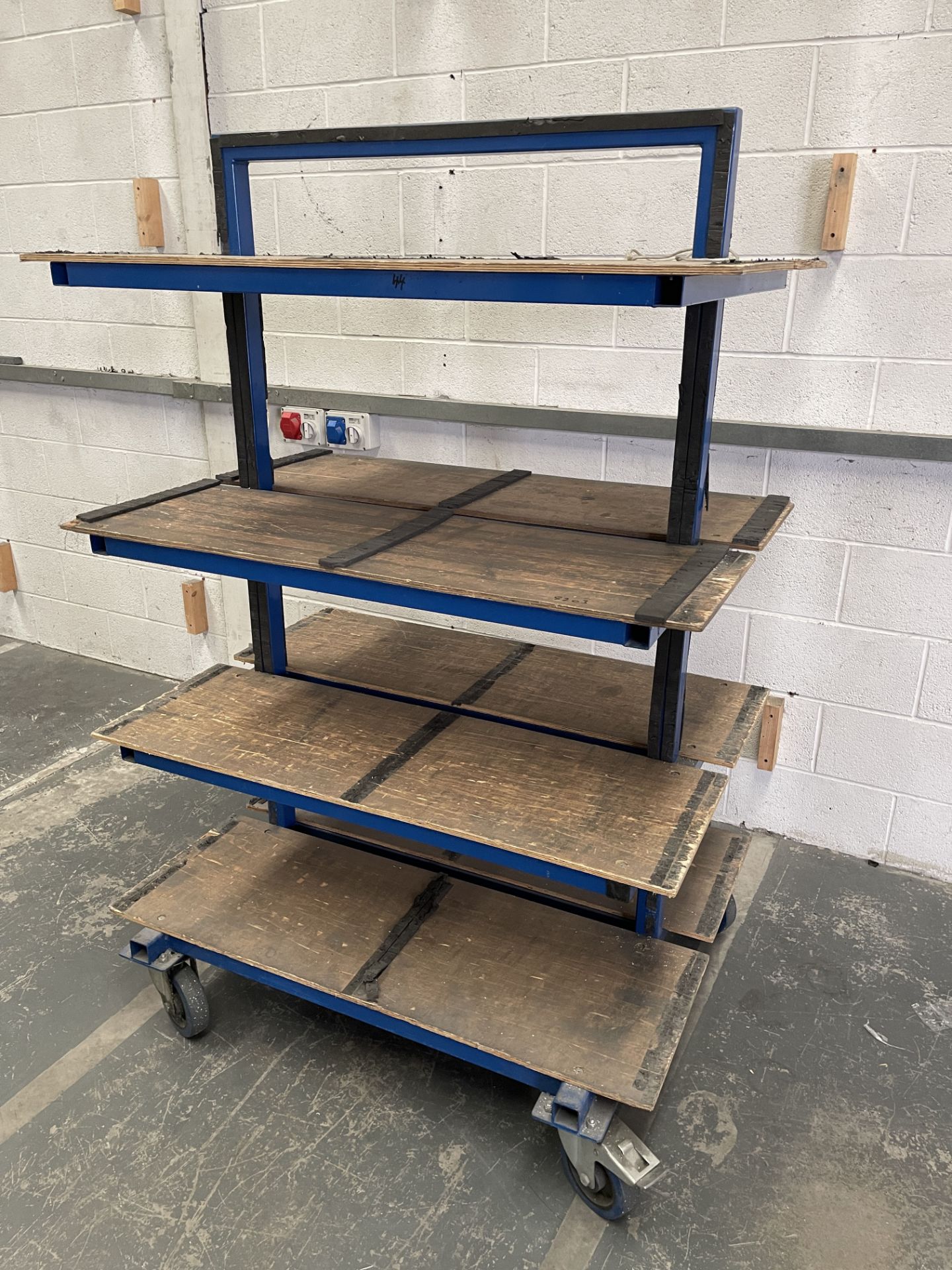 Heavy Duty Mobile Work Trolley. Steel Tube Construction With Wooden Shelving. Locking Wheels. Size: - Image 2 of 7